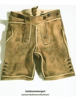 Meindl Lederhose Kurz Salzkammergut Hirsch S&auml;misch Altschwarz