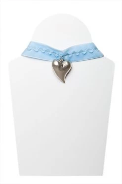 Samtkropfband Hellblau Herz