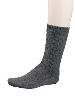 Schoppersocke Trachtenstrumpf Lusana L5697 52 Dunkelgrau