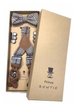 Set Hosentr&auml;ger Fliege Seidenfalter 88001 Karo Blau