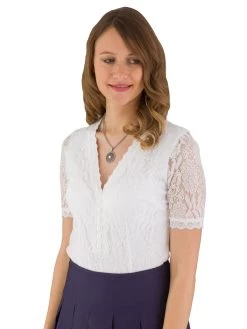 Spitzenbody Trachtenbody MarJo GY-4-Johanna-Doro Halbarm Wei&szlig;