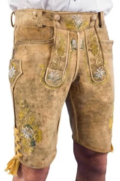 Spitzingsee Meindl Lederhose Kurz 501 Hirsch Altschwarz Extrem -Trachten Verkauf spitzingsee meindl lederhose kurz altschwarz farbe beige 145