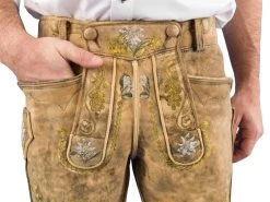 Spitzingsee Meindl Lederhose Kurz 501 Hirsch Altschwarz Extrem -Trachten Verkauf spitzingsee meindl lederhose kurz altschwarz farbe beige 148