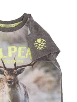 T-Shirt Kid Bondi HIrsch Anthrazit Melange -Trachten Verkauf t shirt kid bondi hirsch anthrazit melange 33