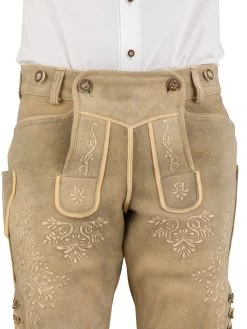 Trachtenlederhose Kurz Ostarrichi Weissenberg Hirsch Grau Stick Natur -Trachten Verkauf trachten lederhose kurz ostarrichi weissenberg hirsch grau stick natur 53