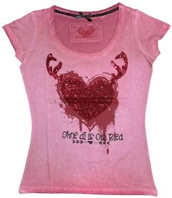 Trachten T-Shirt Hangowear Veluxe Rot Oilwashed