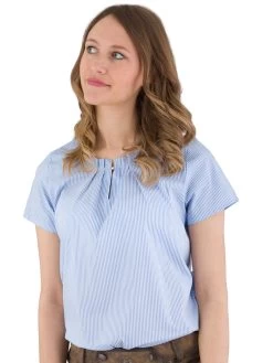 Trachtenbluse Felicitas Babet Wei&szlig;/himmel Gestreift