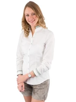 Trachtenbluse Gweih & Silk GS01/172 Weiss Gr&uuml;n