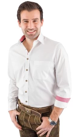 Trachtenhemd Arido 2827 2622 Wei&szlig; Rot 50