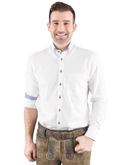 Trachtenhemd Arido 2899 3387 Wei&szlig; Blau 30