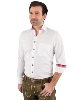 Trachtenhemd Arido 2900 255 Wei&szlig; Rot 50