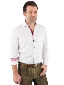 Trachtenhemd Arido 2901 2719 Weiss Rot 51