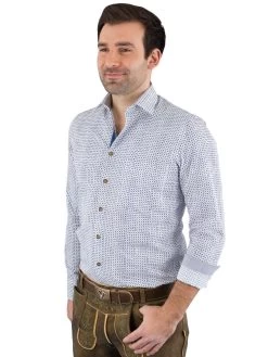 Trachtenhemd Arido 2901 3048 Wei&szlig; Blau