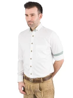 Trachtenhemd Arido La 2899 3387 Wei&szlig; Gr&uuml;n 40