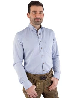 Trachtenhemd Doppelkragen Button-down Modern Fit Arido 2436 3692 Blau