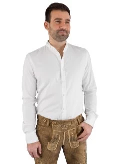 Trachtenhemd Gottseidank Stretch Slimfit Lenz A00607 Naturweiss