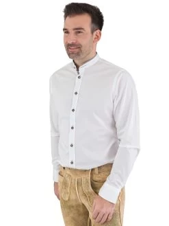 Trachtenhemd Gweih & Silk Pilsensee 01-192 Wei&szlig; Grau