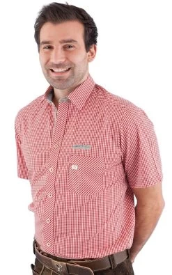 Spieth & Wensky Trachtenhemd Kurzarm Spieth & Wenksy Endrik Normal Fit Karo Rot