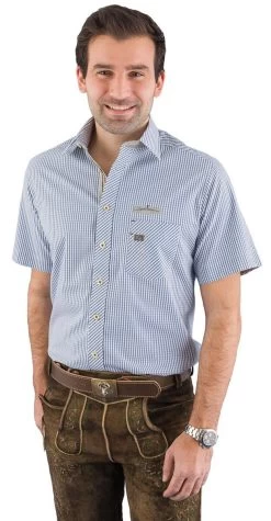 Spieth & Wensky Trachtenhemd Kurzarm Spieth & Wensky Endrik Blau Normal Fit