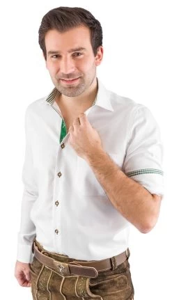 Trachtenhemd La Arido 2791 2719 Wei&szlig; Gr&uuml;n 40