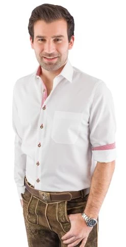 Trachtenhemd La Arido 2830 255 Wei&szlig; Rot 50