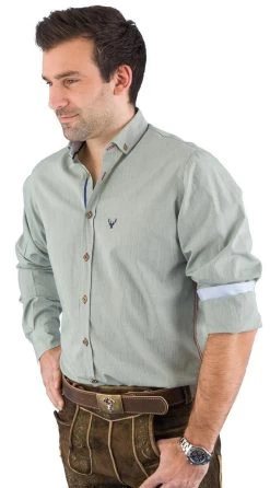 Trachtenhemd Langarm Pure C22606-11299 Fashion Fit Gr&uuml;n Gestreift