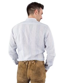 Trachtenhemd Leinenhemd Stehkragenhemd Gweih & Silk Wallersee Tailored Fit Wei&szlig; Blau -Trachten Verkauf trachtenhemd leinenhemd stehkragenhemd gweih silk wallersee tailored fit weiss blau4