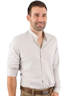 Trachtenhemd Pure C62620-21616 Slim Fit Braun Gesteift