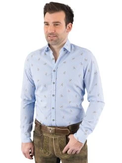 Trachtenhemd Pure Slim Fit C52606-21392 Blau 170