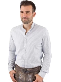 Trachtenhemd Pure Slim Fit C62620-21616 Streifen Mittelblau