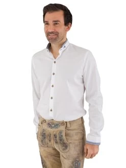 Trachtenhemd Stehkragenhemd Arido 2807-3708 Weiss Blau 31