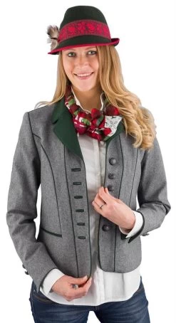 Trachtenjacke Auersberg Kaiser Franz Josef Loden Grau/tanne