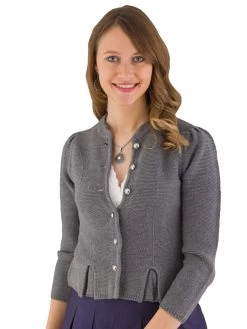 Trachtenjacke Strickjacke Damen AlpSpur Helda1 Light Grey