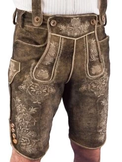 Trachtenlederhose Kurz Maddox Alpspitze Braun-H Antik