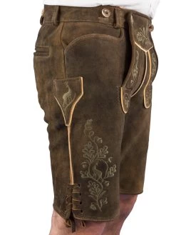 Trachtenlederhose Kurz Weinbauer Bertl ZV Braun Antikk/oliv -Trachten Verkauf trachtenlederhose kurz weinbauer bertl zv braun antikk oliv farbe braun3