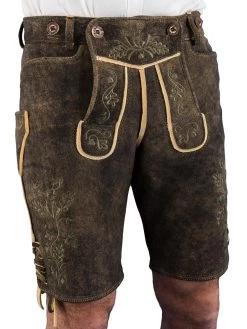 Trachtenlederhose Kurz Weinbauer Ostarrichi Hirschruf Rothirsch Rauchschwarz Olive