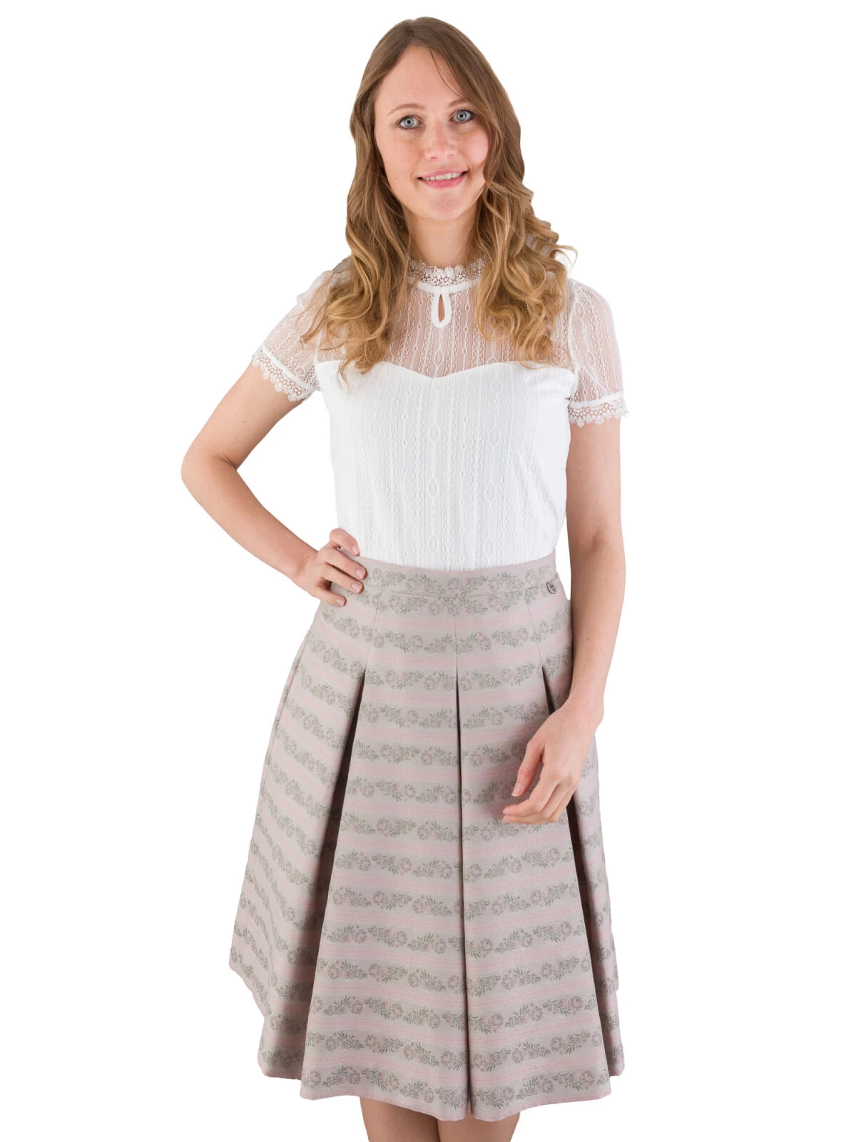 Spieth & Wensky Trachtenrock Spieth & Wensky Toska E Jaquard Beige Rosa 60 Cm 2 Spieth & Wensky Trachtenrock Spieth & Wensky Toska E Jaquard Beige Rosa 60 Cm – Bild 2