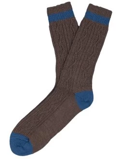 Trachtensocken Lusana L5698 Braun/stahlblau 1138