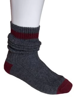 Trachtenstrumpf Schoppersocke Lusana LS5698 Grau Burgund