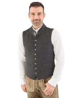 Trachtenweste Gweih & Silk Isar Grau Schwarz