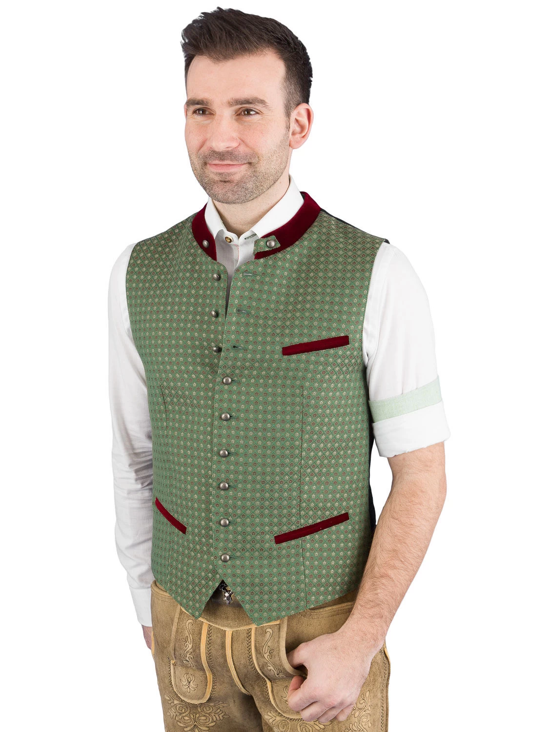 Trachtenweste Hammerschmid Mario Grün Gemustert 1 Trachtenweste Hammerschmid Mario Grün Gemustert
